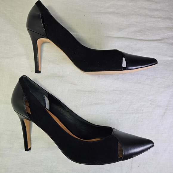 Ann Taylor Katlin 3.5” Stiletto Heel Cutout Scarpin Slip On Suede Pumps 8M - Picture 2 of 15